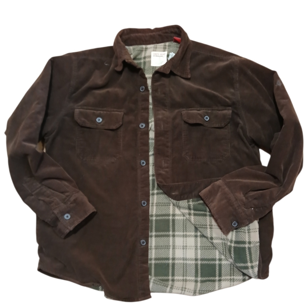 Chaps Denim Men's Size Large Brown Corduroy Jacket With Flannel Lining
